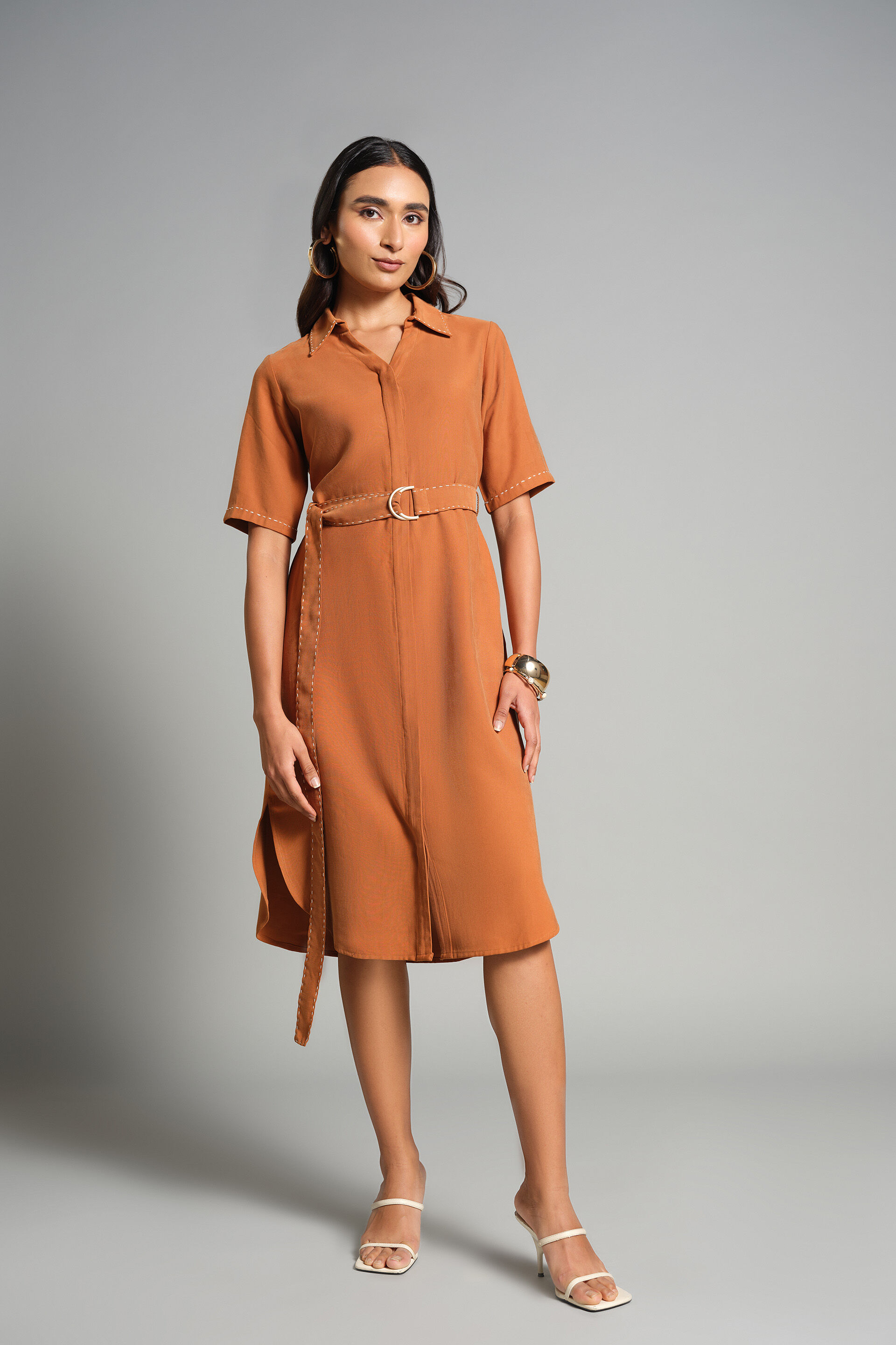 Lomi Shirt Dress, Tan, image 1